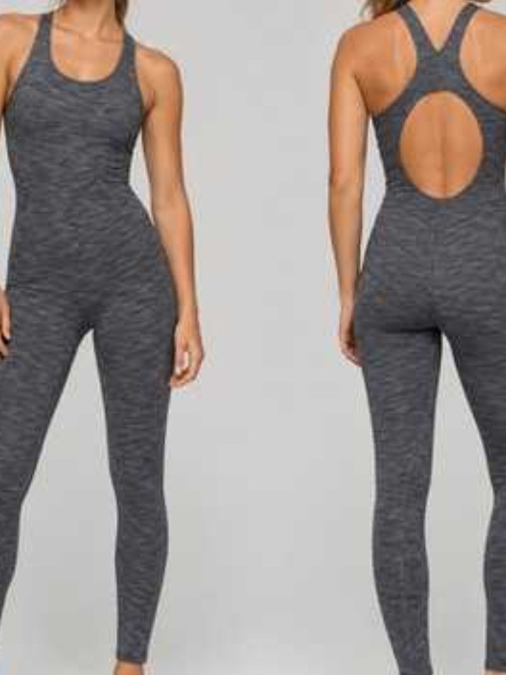 Outdoor Voices Freeform Unitard Jumpsuit - Charcoal Gray Space Dye Size S
